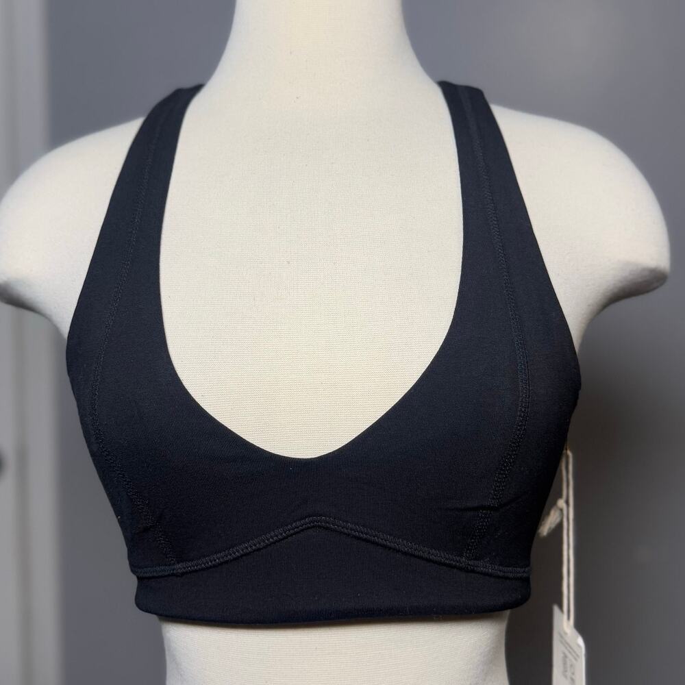 Mate Organic Stretch V-Neck Bra, Black, S